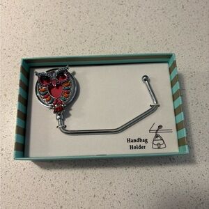 Spring Street Silver and Red Owl Handbag Holder